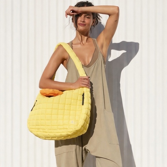 Free People Handbags - Free People Quilted Carryall Tote Bag Sun Yellow New with Tags $78 MSRP
